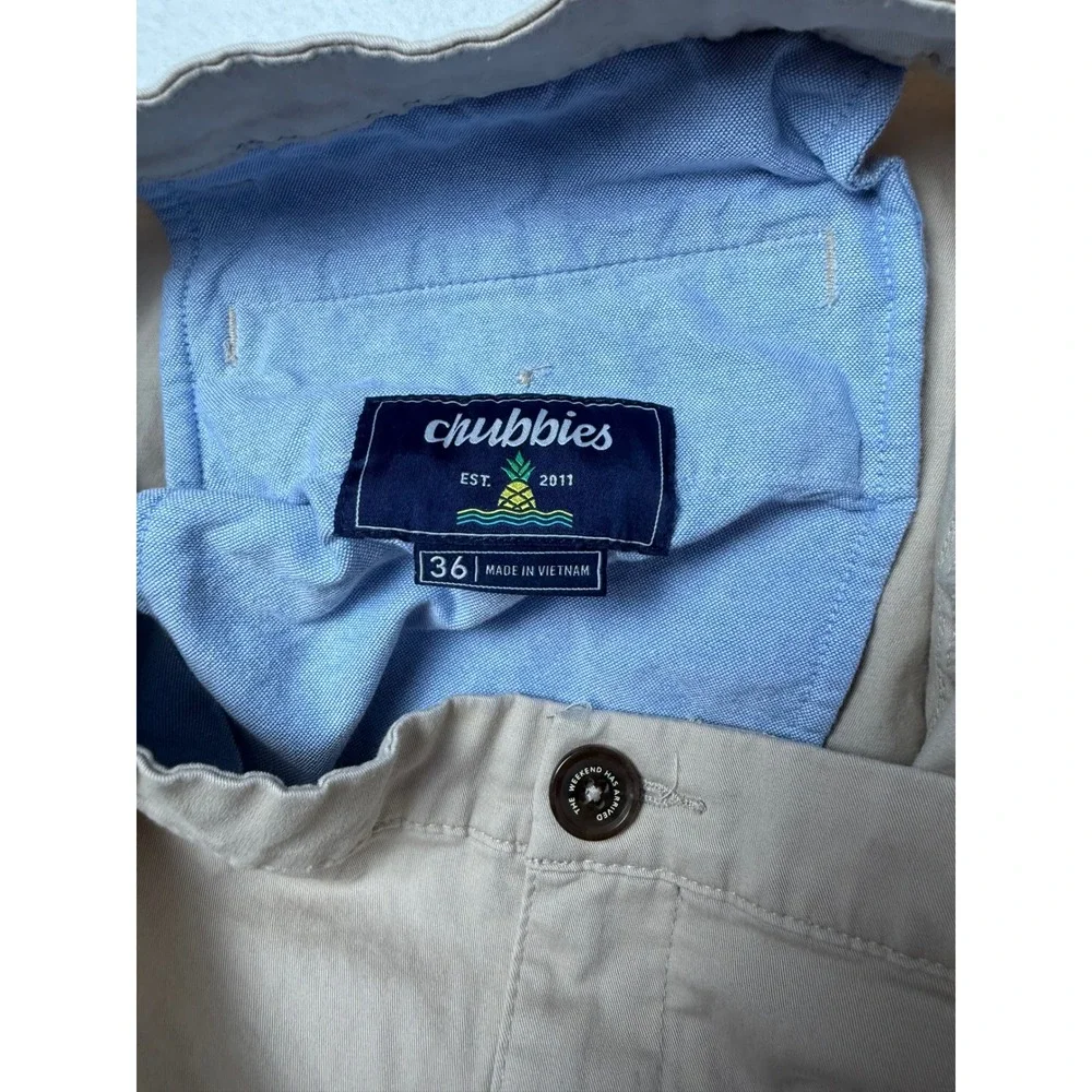 Chubbies Originals Khaki Tan Chino Shorts Mens 36 7 Inch Inseam Cotton Twill